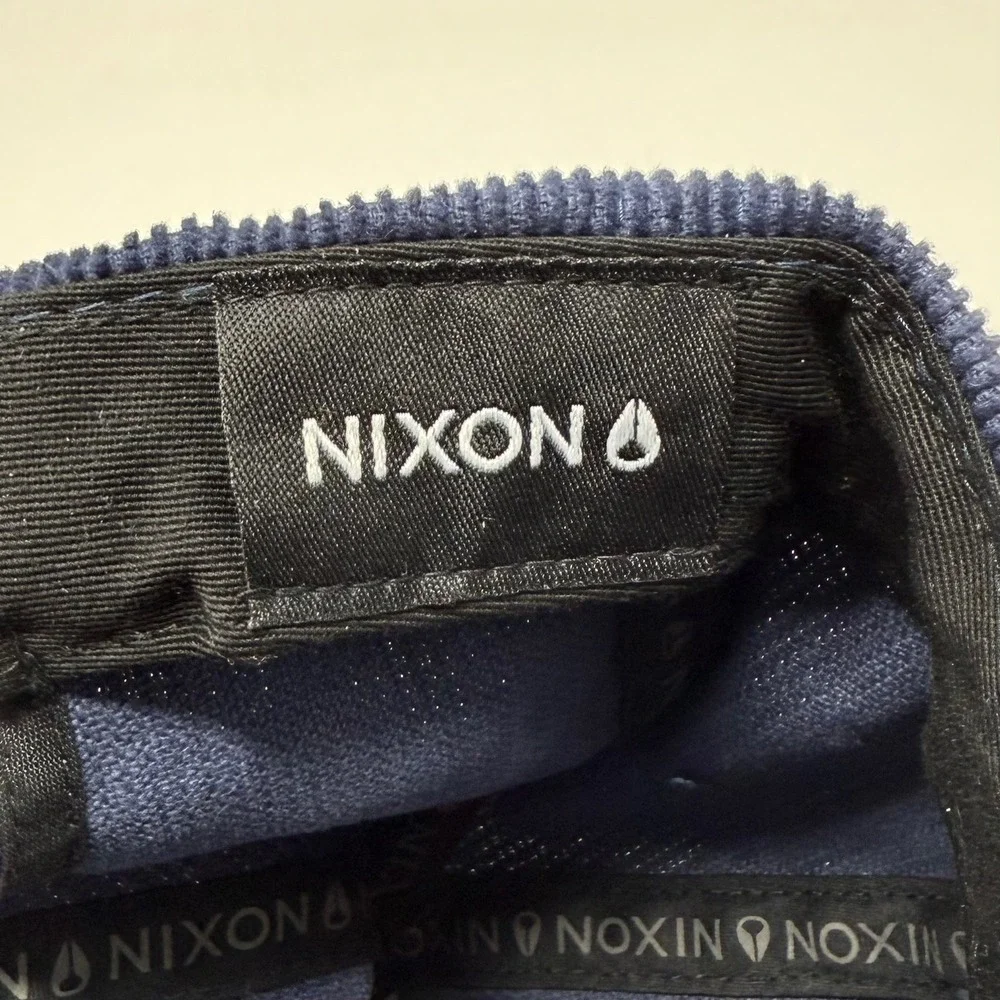 Nixon Harvey Strapback Navy Corduroy Baseball Cap Pennant Logo‎ Adjustable